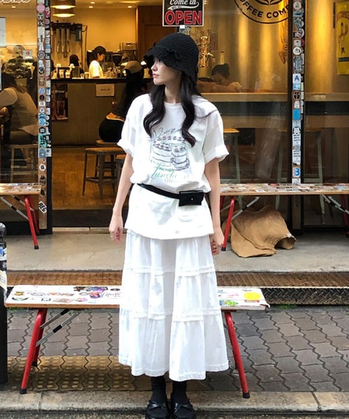 Doula Doula(ドゥーラドゥーラ)の「イラストプリントTシャツ(Tシャツ/カットソー・レディース・グレー/ホワイト・FREE)」の11枚目の写真