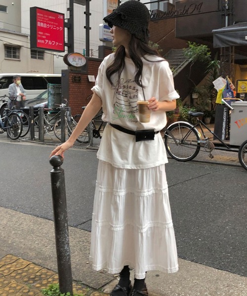 Doula Doula(ドゥーラドゥーラ)の「イラストプリントTシャツ(Tシャツ/カットソー・レディース・グレー/ホワイト・FREE)」の13枚目の写真