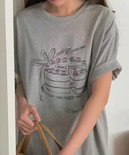Doula Doula(ドゥーラドゥーラ)の「イラストプリントTシャツ(Tシャツ/カットソー・レディース・グレー/ホワイト・FREE)」の18枚目の写真
