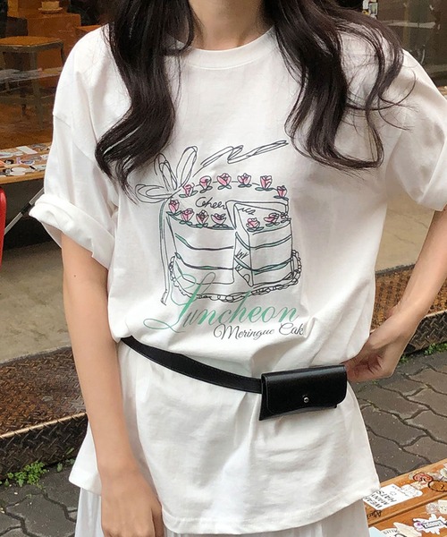 Doula Doula(ドゥーラドゥーラ)の「イラストプリントTシャツ(Tシャツ/カットソー・レディース・グレー/ホワイト・FREE)」の5枚目の写真