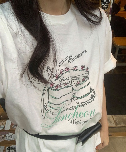 Doula Doula(ドゥーラドゥーラ)の「イラストプリントTシャツ(Tシャツ/カットソー・レディース・グレー/ホワイト・FREE)」の6枚目の写真