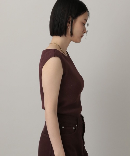 A part by(アパートバイ)の「ラメリブニットフレンチスリーブ(ニット/セーター・レディース・ボルドー/ライトグレー/ホワイト系その他5・FREE)」の5枚目の写真