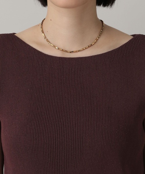 A part by(アパートバイ)の「ラメリブニットフレンチスリーブ(ニット/セーター・レディース・ボルドー/ライトグレー/ホワイト系その他5・FREE)」の15枚目の写真