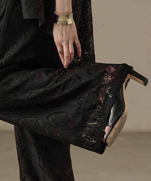 Fashion Letter(ファッションレター)の「SET UP可能 ラッセルレース イージーパンツ(その他パンツ・レディース・ブラック/アイボリー・M)」の18枚目の写真