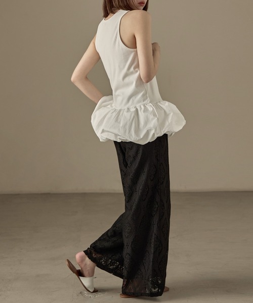 Fashion Letter(ファッションレター)の「SET UP可能 ラッセルレース イージーパンツ(その他パンツ・レディース・ブラック/アイボリー・M)」の20枚目の写真