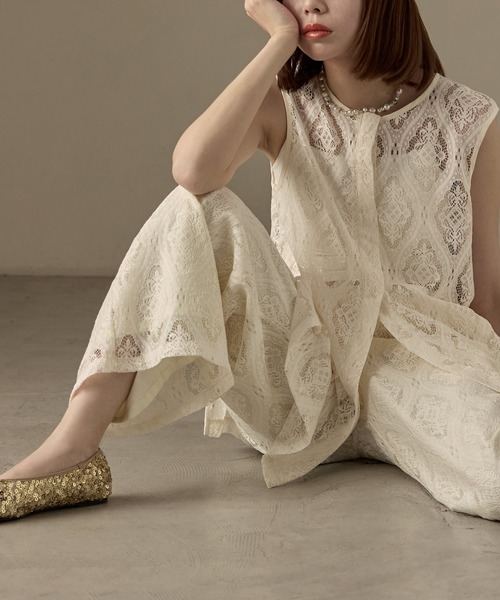 Fashion Letter(ファッションレター)の「SET UP可能 ラッセルレース イージーパンツ(その他パンツ・レディース・ブラック/アイボリー・M)」の22枚目の写真