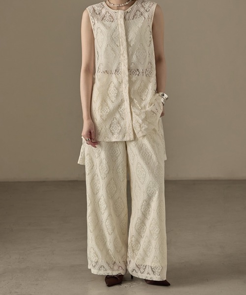 Fashion Letter(ファッションレター)の「SET UP可能 ラッセルレース イージーパンツ(その他パンツ・レディース・ブラック/アイボリー・M)」の13枚目の写真