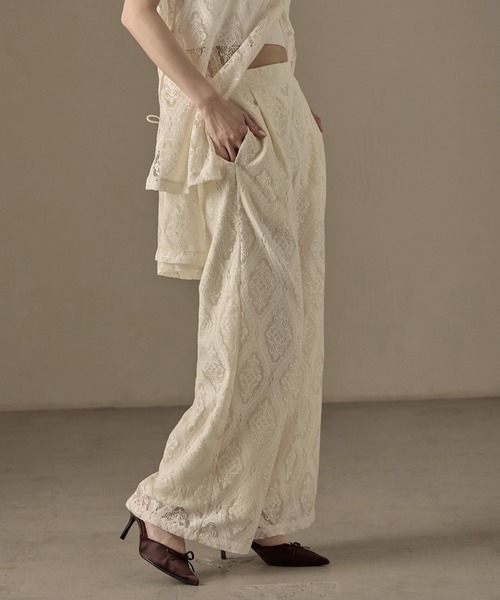 Fashion Letter(ファッションレター)の「SET UP可能 ラッセルレース イージーパンツ(その他パンツ・レディース・ブラック/アイボリー・M)」の15枚目の写真