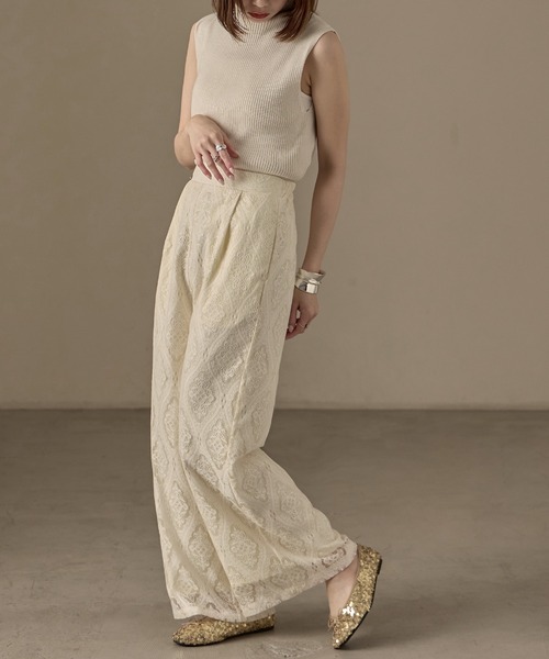 Fashion Letter(ファッションレター)の「SET UP可能 ラッセルレース イージーパンツ(その他パンツ・レディース・ブラック/アイボリー・M)」の17枚目の写真