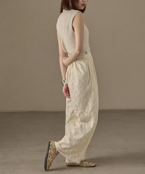 Fashion Letter(ファッションレター)の「SET UP可能 ラッセルレース イージーパンツ(その他パンツ・レディース・ブラック/アイボリー・M)」の7枚目の写真