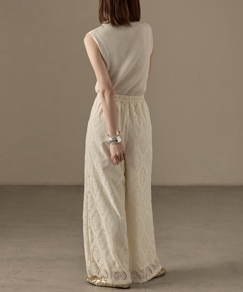 Fashion Letter(ファッションレター)の「SET UP可能 ラッセルレース イージーパンツ(その他パンツ・レディース・ブラック/アイボリー・M)」の8枚目の写真