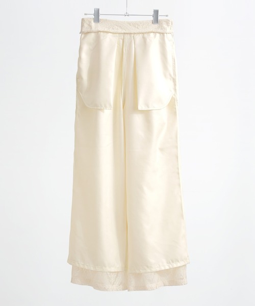 Fashion Letter(ファッションレター)の「SET UP可能 ラッセルレース イージーパンツ(その他パンツ・レディース・ブラック/アイボリー・M)」の4枚目の写真