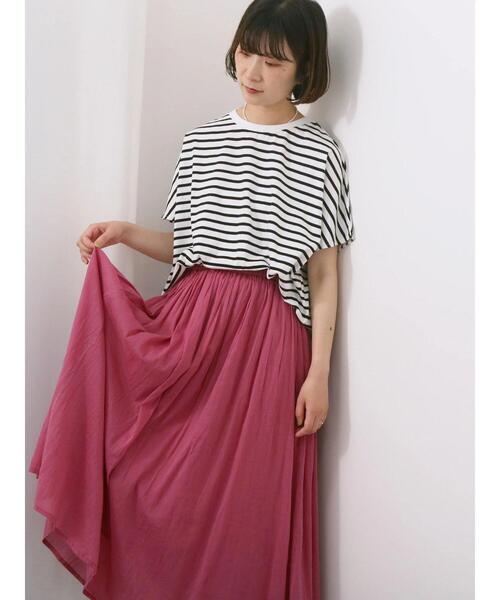 Samansa Mos2 blue（サマンサモスモスブルー）の「【Made in India】ボイルギャザースカート（スカート・レディース・プラム/ブルー/ターコイズブルー/ブラック・F）」の4枚目の写真