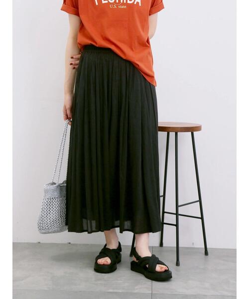 Samansa Mos2 blue（サマンサモスモスブルー）の「【Made in India】ボイルギャザースカート（スカート・レディース・プラム/ブルー/ターコイズブルー/ブラック・F）」の3枚目の写真