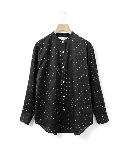 MidiUmi(ミディウミ)の「MidiUmi ドット柄バンドカラーシャツ(シャツ/ブラウス・レディース・ブラック/ブラウン/グレー・FREE)」の2枚目の写真