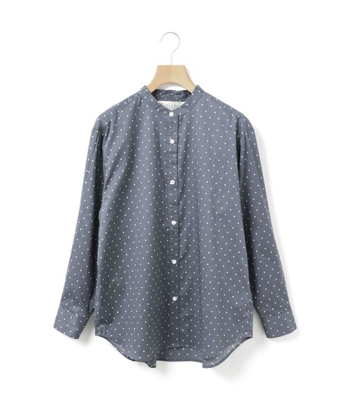 MidiUmi(ミディウミ)の「MidiUmi ドット柄バンドカラーシャツ(シャツ/ブラウス・レディース・ブラック/ブラウン/グレー・FREE)」の4枚目の写真