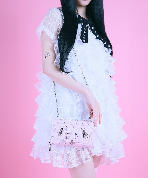 AVENCHUMU（アバンチュウム）の「Biker jacket-like wallet bag（ショルダーバッグ・レディース・ベビーピンク/ブラック/ピンク・FREE）」の5枚目の写真