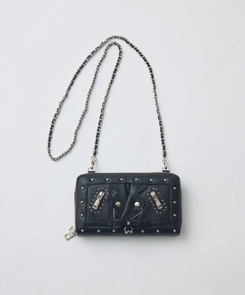 AVENCHUMU（アバンチュウム）の「Biker jacket-like wallet bag（ショルダーバッグ・レディース・ベビーピンク/ブラック/ピンク・FREE）」の8枚目の写真