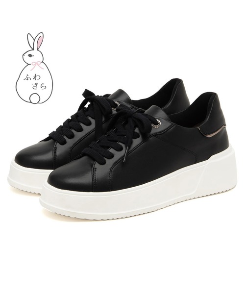 JELLY BEANS（ジェリービーンズ）の「レースアップふわさらスニーカー(204-55106)JELLY BEANS(ジェリービーンズ)（スニーカー・レディース・ホワイト/ブラック・S/M/L/LL）」の4枚目の写真