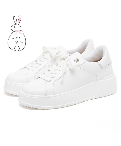 JELLY BEANS（ジェリービーンズ）の「レースアップふわさらスニーカー(204-55106)JELLY BEANS(ジェリービーンズ)（スニーカー・レディース・ホワイト/ブラック・S/M/L/LL）」の3枚目の写真