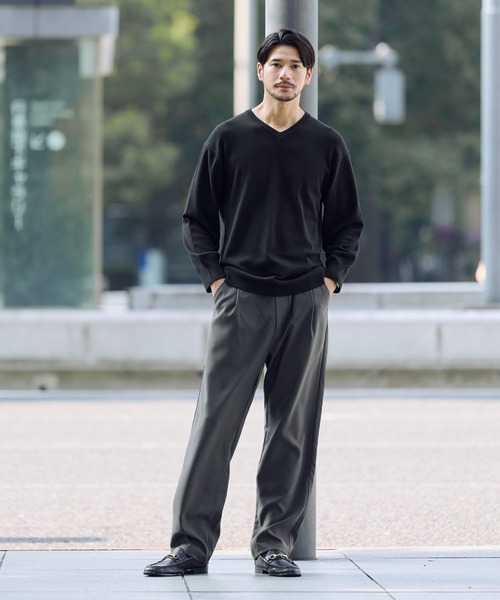 SPU(スプ)の「【吸湿発熱、ウォッシャブル、抗ピリング、シルク混、3シーズン着用可能】 機能性シルク混コンフォート ベーシック長袖Vネックニット(Tシャツ/カットソー・メンズ・ブラック/グレー/ブラウン/ホワイト/ネイビー・XL/L/M/S)」の14枚目の写真
