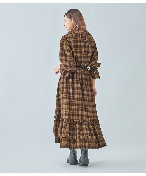 PEACH JOHN（ピーチジョン）の「ラッフルチェックフレアスカート（スカート・レディース・ブラック/ブラウン・ONE SIZE）」の8枚目の写真