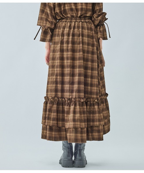 PEACH JOHN（ピーチジョン）の「ラッフルチェックフレアスカート（スカート・レディース・ブラック/ブラウン・ONE SIZE）」の13枚目の写真