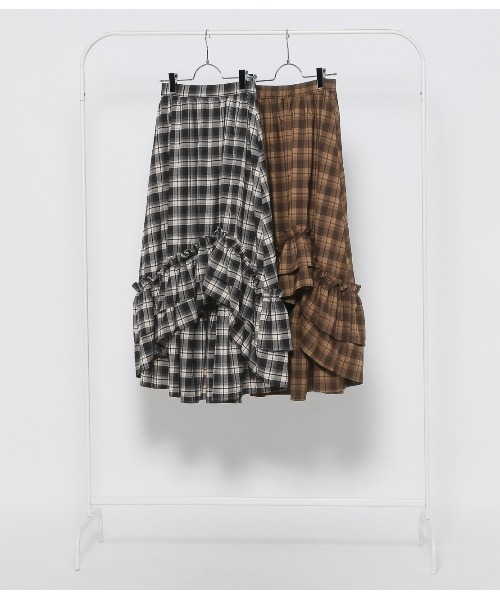 PEACH JOHN（ピーチジョン）の「ラッフルチェックフレアスカート（スカート・レディース・ブラック/ブラウン・ONE SIZE）」の17枚目の写真