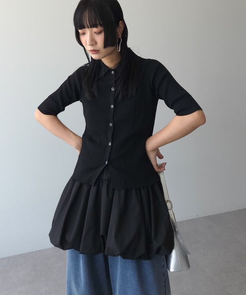 セール】ポロ襟5分袖リブニット（ニット/セーター）｜AnriettMusee