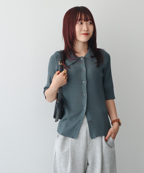 新品未使用 AURALEE リブニットポロシャツ 五分袖 セール】ポロ襟5分袖リブニット（ニット/セーター）｜AnriettMusee