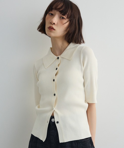 セール】ポロ襟5分袖リブニット（ニット/セーター）｜AnriettMusee