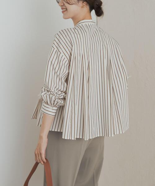 URBAN RESEARCH DOORS(アーバンリサーチドアーズ)の「ストライプリボンフレアブラウス(シャツ/ブラウス・レディース・ブルー系その他/オフホワイト・MEDIUM)」の6枚目の写真