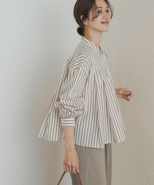 URBAN RESEARCH DOORS(アーバンリサーチドアーズ)の「ストライプリボンフレアブラウス(シャツ/ブラウス・レディース・ブルー系その他/オフホワイト・MEDIUM)」の8枚目の写真