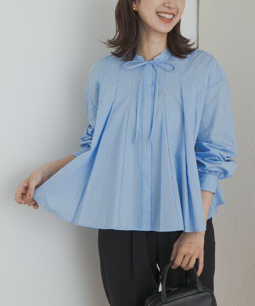 URBAN RESEARCH DOORS(アーバンリサーチドアーズ)の「ストライプリボンフレアブラウス(シャツ/ブラウス・レディース・ブルー系その他/オフホワイト・MEDIUM)」の16枚目の写真