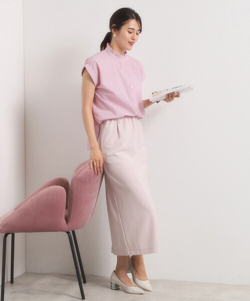 ITS'DEMO（イッツデモ）の「【手洗い可】スタンドフリルストライプブラウス（シャツ/ブラウス・レディース・サックスブルー系2/ピンク系3/ブルー系2/ホワイト系5・00）」の15枚目の写真