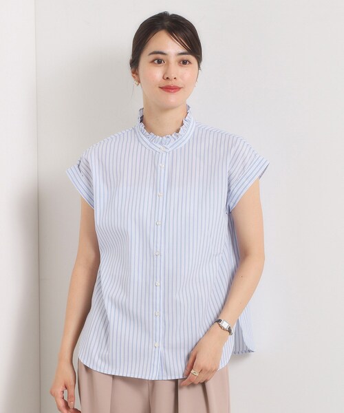 ITS'DEMO（イッツデモ）の「【手洗い可】スタンドフリルストライプブラウス（シャツ/ブラウス・レディース・サックスブルー系2/ピンク系3/ブルー系2/ホワイト系5・00）」の13枚目の写真