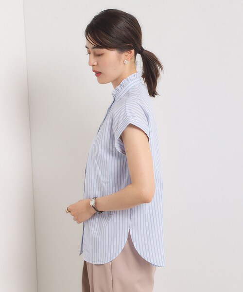 ITS'DEMO（イッツデモ）の「【手洗い可】スタンドフリルストライプブラウス（シャツ/ブラウス・レディース・サックスブルー系2/ピンク系3/ブルー系2/ホワイト系5・00）」の14枚目の写真