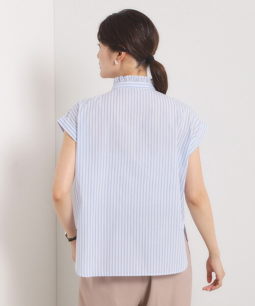 ITS'DEMO（イッツデモ）の「【手洗い可】スタンドフリルストライプブラウス（シャツ/ブラウス・レディース・サックスブルー系2/ピンク系3/ブルー系2/ホワイト系5・00）」の5枚目の写真