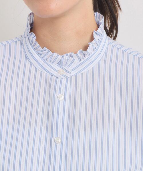 ITS'DEMO（イッツデモ）の「【手洗い可】スタンドフリルストライプブラウス（シャツ/ブラウス・レディース・サックスブルー系2/ピンク系3/ブルー系2/ホワイト系5・00）」の6枚目の写真