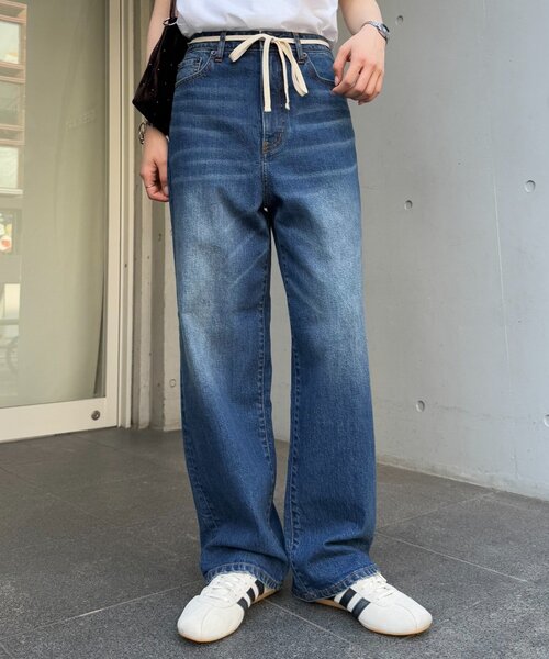 CIAOPANIC TYPY（チャオパニックティピー）の「【HENRY】vintagedenim/ウエスト紐ベルト付きワイドデニム（デニムパンツ・レディース・ブルー/ネイビー・LARGE/MEDIUM/SMALL/X-SMALL）」の4枚目の写真