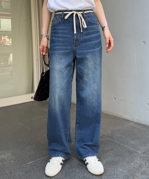 CIAOPANIC TYPY（チャオパニックティピー）の「【HENRY】vintagedenim/ウエスト紐ベルト付きワイドデニム（デニムパンツ・レディース・ブルー/ネイビー・LARGE/MEDIUM/SMALL/X-SMALL）」の5枚目の写真
