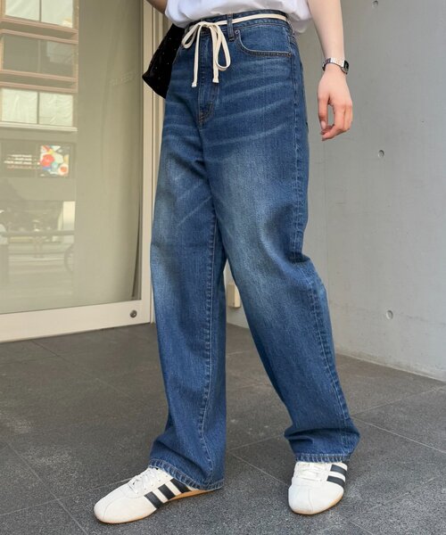 CIAOPANIC TYPY（チャオパニックティピー）の「【HENRY】vintagedenim/ウエスト紐ベルト付きワイドデニム（デニムパンツ・レディース・ブルー/ネイビー・LARGE/MEDIUM/SMALL/X-SMALL）」の6枚目の写真