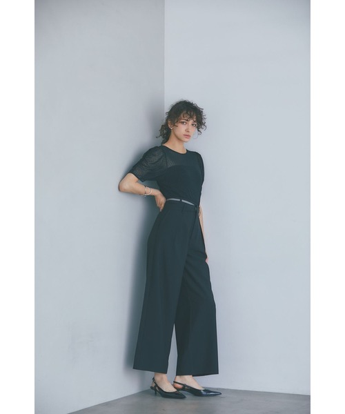 &. NOSTALGIA（アンドドットノスタルジア）の「ダブルベルトタックワイドパンツ（スラックス・レディース・グレー/ブラック・S/M）」の4枚目の写真