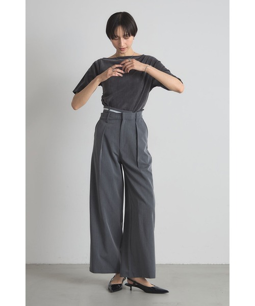 &. NOSTALGIA（アンドドットノスタルジア）の「ダブルベルトタックワイドパンツ（スラックス・レディース・グレー/ブラック・S/M）」の6枚目の写真