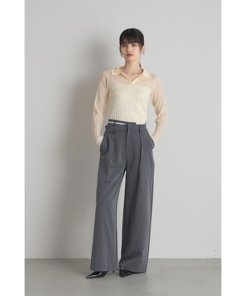 &. NOSTALGIA（アンドドットノスタルジア）の「ダブルベルトタックワイドパンツ（スラックス・レディース・グレー/ブラック・S/M）」の11枚目の写真