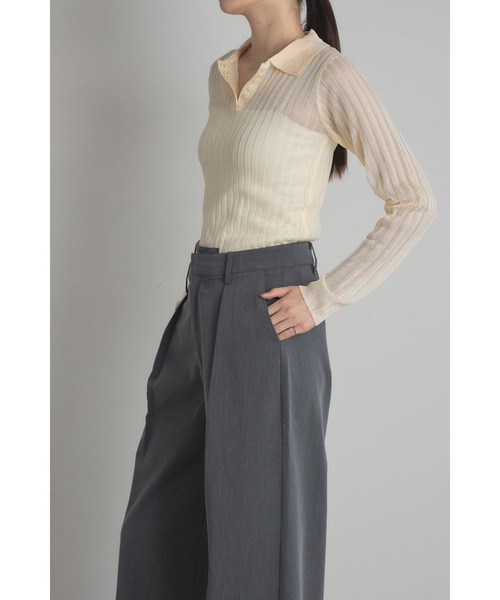 &. NOSTALGIA（アンドドットノスタルジア）の「ダブルベルトタックワイドパンツ（スラックス・レディース・グレー/ブラック・S/M）」の14枚目の写真