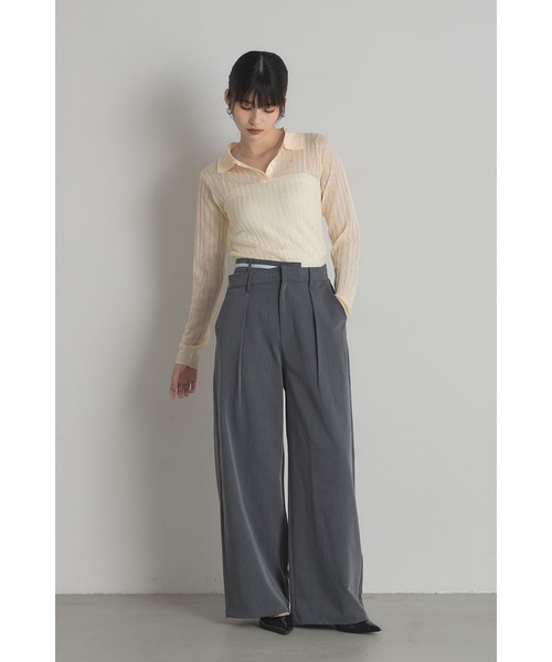 &. NOSTALGIA（アンドドットノスタルジア）の「ダブルベルトタックワイドパンツ（スラックス・レディース・グレー/ブラック・S/M）」の15枚目の写真