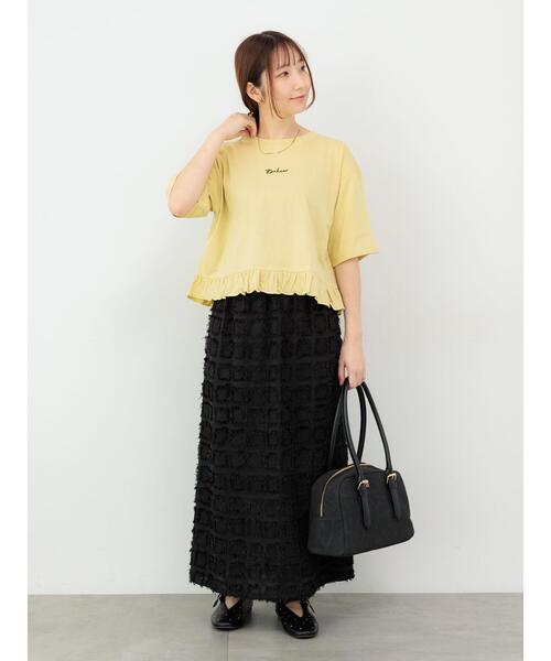 Te chichi TERRASSE（テチチテラス）の「裾フリル刺繍Tシャツ（Tシャツ/カットソー・レディース・イエロー/チャコールグレー/オフホワイト・F）」の15枚目の写真