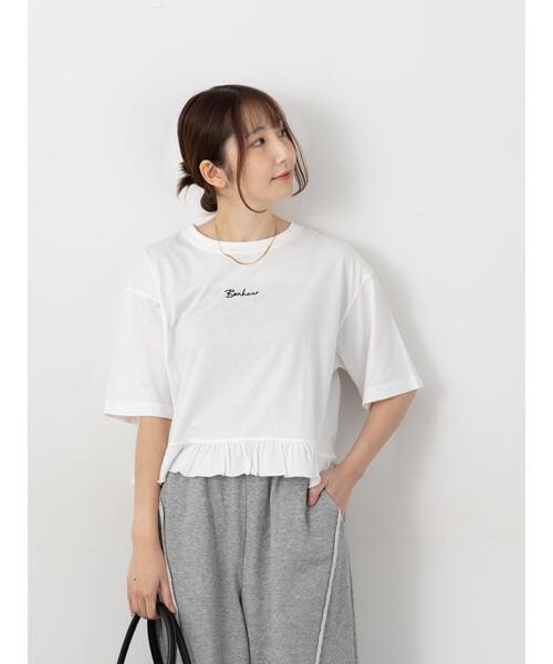 Te chichi TERRASSE（テチチテラス）の「裾フリル刺繍Tシャツ（Tシャツ/カットソー・レディース・イエロー/チャコールグレー/オフホワイト・F）」の9枚目の写真