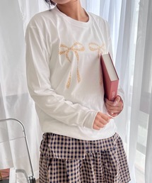 オシャレロングリボンデザインロンT/長袖Tシャツ